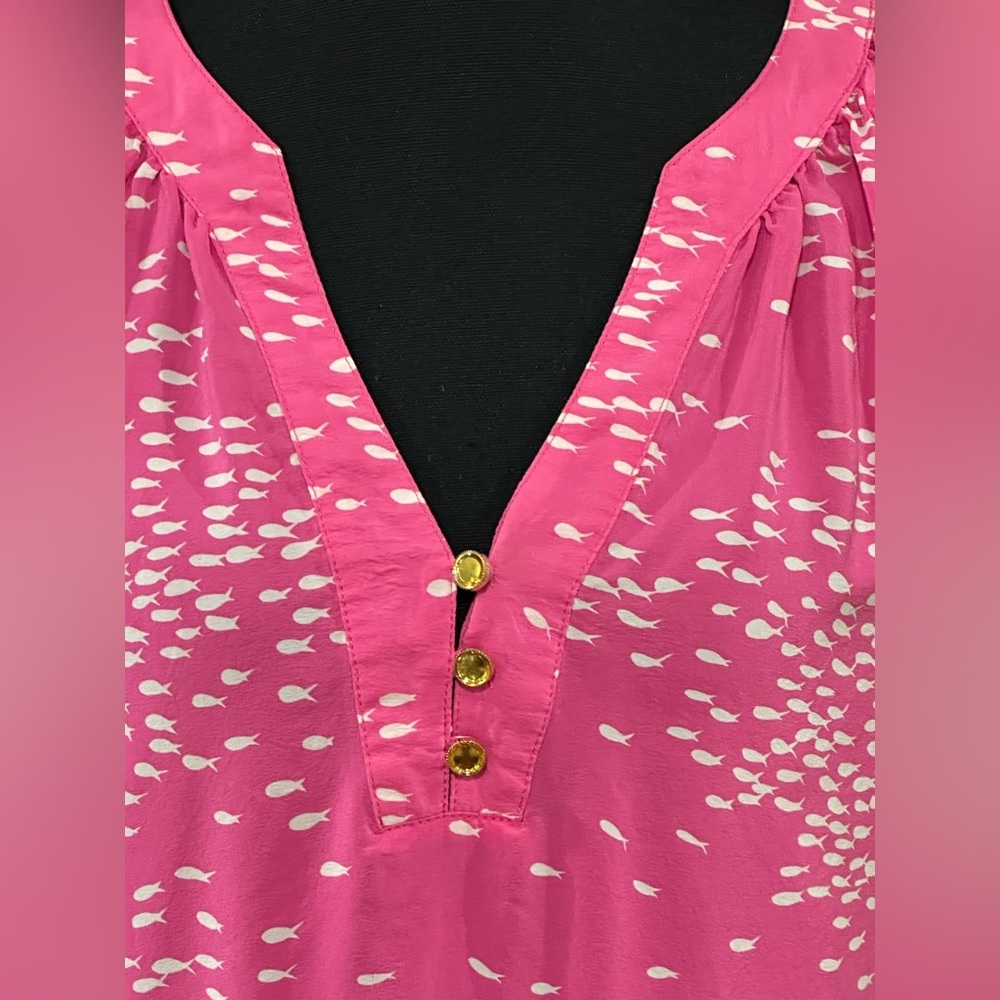Twelfth Street by Cynthia Vincent. Hot Pink Fish-Print Midi Dress - Picture 6 of 10